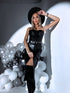 Black imitation leather LONG skirt with insulation T50-24